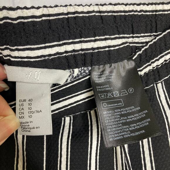 H&M Black and White Striped Cropped Tapered Trouser Pants Size 10 - Picture 9 of 12